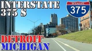 I375 South  Downtown Detroit  Michigan  4K Highway Drive [upl. by Blinni]