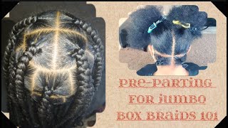 HOW TO PREPARTSECTION FOR JUMBO KNOTLESS BOX BRAIDS WITHOUT RUBBER BANDS PT1 BEGINNER COI LERAY [upl. by Leone]