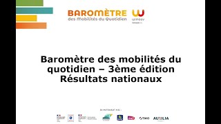 Synthèse des résultats Baromètre des Mobilités du Quotidien 3e édition [upl. by Nylasoj]