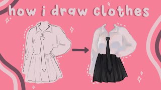 how i draw and color clothes  tips  tricks for shading [upl. by Refynnej760]