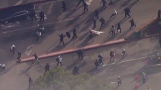 ProPalestinian Protesters Shut Down LAX Airport Entrance Causing [upl. by Dnumyar]