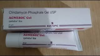 Acnesol gel review  Clindamycin phosphate gel USP acnetreatment mildtomoderateacne [upl. by Eliam]