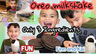 How to make Oreo Milkshake Easy and Fun twins oreo twinbrotherFun  Finn and Kai  Kids can do [upl. by Yvi]