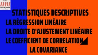 TD3Statistiques Descriptives  EX1  La Corrélation La Covariance La Droite dAjustement linéaire [upl. by Armyn]