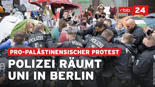 ProPalästinaStudenten besetzen FU Berlin – Polizei räumt Protestcamp [upl. by Ailhad]