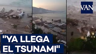 TSUNAMI INDONESIA Grita desesperadamente para alertar de la llegada de las olas [upl. by Egag]