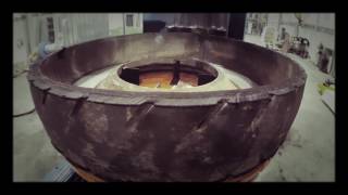 Incredible Recycling OTR Tyre Cutting Saw the biggest in the world [upl. by Gorski]