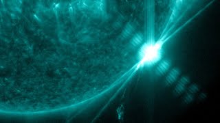 Wow Sun blasts massive X34class solar flare  See it in 4K [upl. by Keifer594]