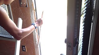 How to repair a broken door jamb Door kicked in Repair Door Jamb Armor install [upl. by Nagey]