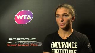 Interview Sara Errani ITA  Porsche Tennis Grand Prix 2014 [upl. by Namielus]