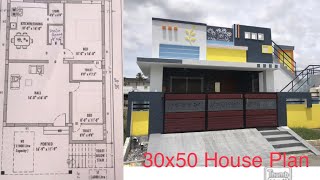 30x50 House Plan  North Facing 1196 Sqft 2BHK Independent House [upl. by Ecirtnahs]