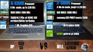 DELL E7450 VS HP ElitBook 830 G5 i75600u VS i58350u computerbootstartspeedtest HDD VS SSD [upl. by Quickman]