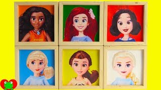 Genie Teaches Shapes with Princess Moana Frozen Elsa Latch Box Surprises [upl. by Nnaxor]