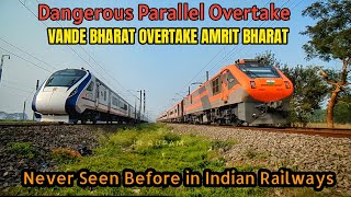 AMRIT BHARAT EXPRESS VS VANDE BHARAT Parallel chase and Overtake😱😱😱 3rd Commercial run I R [upl. by Atirahc65]