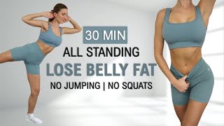 30 Min NON STOP STANDING CARDIO ABS Workout  Lose Belly Fat No Jumping No Squats No Repeat [upl. by Airoled938]