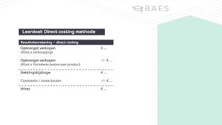 Direct costing methode  BAES Education [upl. by Bueschel438]