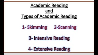 Academic Reading and its Kinds explanation with examples in urduHindi [upl. by Nonac141]