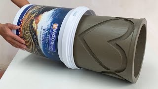 Techniques For Shaping Flower Pots From Plastic Container And Cement  Foam DIY Flower Pots At Home [upl. by Haerle]