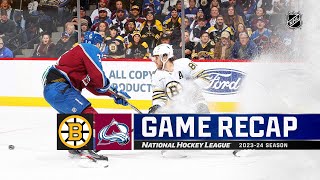 Bruins  Avalanche 18  NHL Highlights 2024 [upl. by Antone]