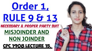 L11 Order  1 CPC Parties to Suit Rule 1 to 13 Representative Suit Joinder amp Misjoinder of Parties [upl. by Nosnej]