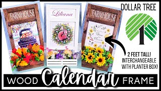 NEW DOLLAR TREE DIY CALENDAR DISPLAY amp PLANTER BOX  Interchangeable  WOOD Farmhouse Home Decor [upl. by Adaven]