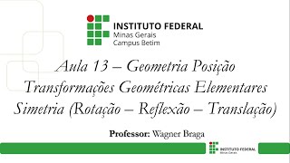 Aula 13 Geometria de Posição  Transformações Geométricas Elementares Simetria  Rotação  Reflexão [upl. by Oiruam]