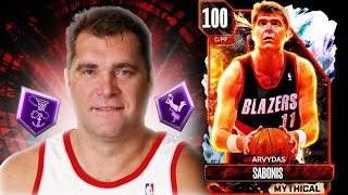 100 OVERALL ARVYDAS SABONIS IS INSANELY GOOD WITH HIS NEW JUMPER IN NBA 2K24 MyTEAM [upl. by Annaerb]