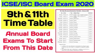 ICSE Class 9th amp ISC Class 11th Annual Exam Time Table  Exam Time Table Released [upl. by Cherilyn]