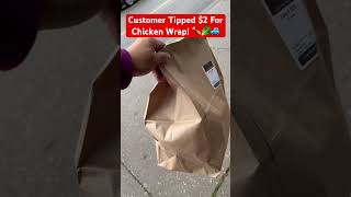 DoorDash Customer Tipped 2 For Chicken Wrap 🐓🍗🥬🚙 shorts fooddelivery lettucewrap gigworker [upl. by Kcirredal]