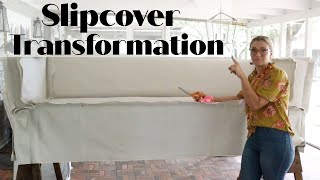 How to cut and pin fit a sofa slipcover without weltpiping [upl. by Risley109]