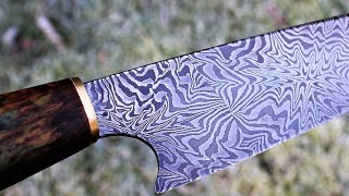 Knife making  Mosaic Damascus Chef Knife  Peaceful Forging [upl. by Oneg]