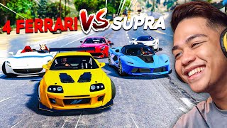 4 FERRARI vs Turbo SUPRA INTENSE RACE  GTA 5 [upl. by Alessandro]