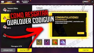 COMO RESGATAR QUALQUER CODIGUIN GRÁTIS NÃO É CLICKBAIT RESGATE TODO CODIGO 2024 FREE FIRE infinito [upl. by Sidnee]