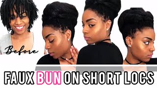 FAUX BUN ON SHORT LOCS  Cc Devereaux [upl. by Keifer229]