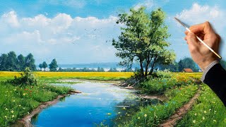 👍 Acrylic Painting  Spring Landscape  Easy Art  Drawing Lessons  Satisfying Relaxing  Акрил [upl. by Atinar]