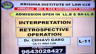 INTERPRETATION OF STATUTE  RETROSPECTIVE OPERATION  LLB  CA  CS  CMA  BALLB  CCSU [upl. by Onairam733]