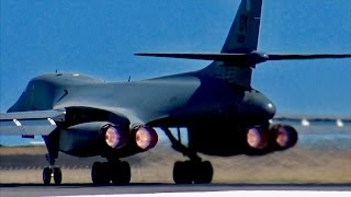 USAF B1B Lancer EARTH SHATTERING Full Afterburner takeoff [upl. by Giffard]