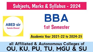 BBA Syllabus 2024 1st Year I Semester Subjects Course Details UG Degree OU KU PU TU MGU SU abedsir [upl. by Raffaello196]