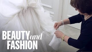 How to Bustle a Wedding Dress  The Knot [upl. by Jobey273]