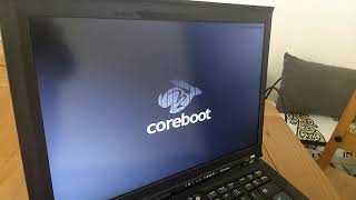 thinkpad t400 coreboot SeaVGABIOS seabios booting debian linux and windows 10 [upl. by Anauj]