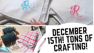 Happy Merry VlogmasCrafting Advent 15 Dec Embroidering HankiesPacking EtsyMore Handwoven Towels [upl. by Anirda]