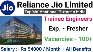 Reliance Jio Ltd Hiring Fresher Trainee Engineer in India I Vacancies  100 I All Streams Eligible [upl. by Sitsuj]