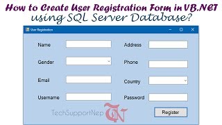 How to Create User Registration Form in VBNET using SQL Server Database [upl. by Nosnah]