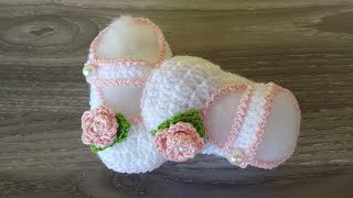 Scarpine neonato Uncinetto 36 mesi 🎀 Tutorial Crochet Baby Shoes  Zapatito Bebè Crochet [upl. by Alvarez]