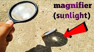 magnifying glass burning antsExperimentmagnifying glasscigarette vs magnifying experiments [upl. by Wendi775]