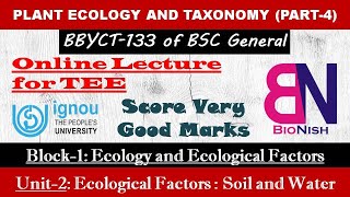 IGNOU BSCG Online Class for Botany  BBYCT133 Part4  Block1 Plant Ecology amp Taxonomy  Unit2 [upl. by Aldis85]