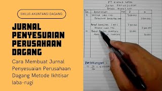 Cara Membuat Jurnal Penyesuaian Perusahaan Dagang Metode Ikhtisar laba rugi [upl. by Lletnohs386]