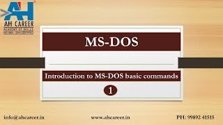 1 Introduction to MSDOS amp Basic Commands [upl. by Esnofla]