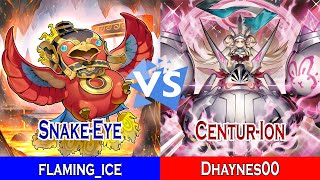 SnakeEye Fire King Vs CenturIon  flamingice Vs Dhaynes00  High Rated  Dueling Book [upl. by Fatma]