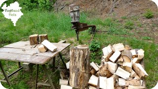 Holzspalter Eigenbau im Einsatz  Eigenbau ohne Schweißgerät ohne Hydraulik ohne Motor [upl. by Camm]